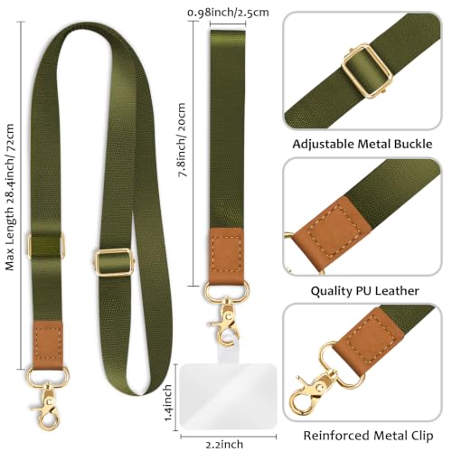 Image of Piefly Cell Phone Lanyard Crossbody Wrist Strap Adjustable for Women Green | Travel Daily Cruise, Around the Neck, Hands-free, Universal, Fit Keys ID badge, Accessories, Compatible with Most Smartphones