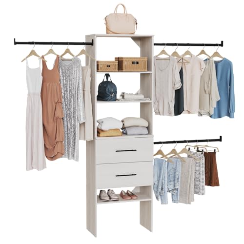ClosetMaid SuiteSymphony 25-Inch Closet System Tower with (3) Hang Rods, and (2) Drawers, White Timber - Image 3
