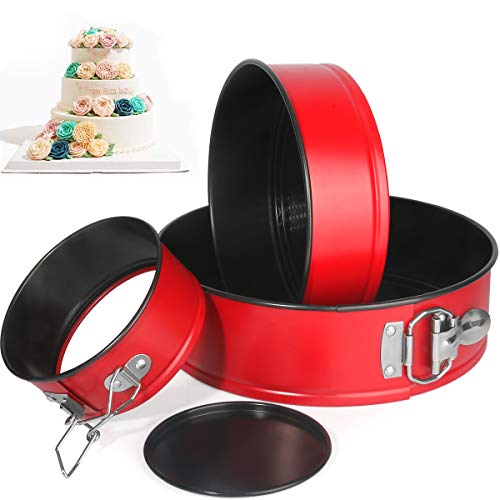 Springform Pan set, MCIRCO Nonstick Leakproof 3pcs(4"/7"/9") Cake Pan Bakeware Cheesecake Pan with 2pcs Icing Spatula and 3pcs Icing Smoother (Set of 8pcs)