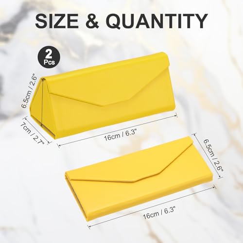 Image of PATIKIL Foldable Glasses Case, Triangle Magnetic Sunglasses Organizer Case PU Leather Hard Eyeglass Case for Women (2 Pcs)