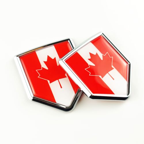 Image of Newperlite Canada Flag Decal Sticker Car Emblem Canadian Flag Car Decoration Accessories Chrome Shield for Truck Vehicles Cars, 2 Pack