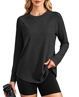 Workout Tops for Women Long Sleeve Shirts Gym Athletic Running Top Black XL — image 2