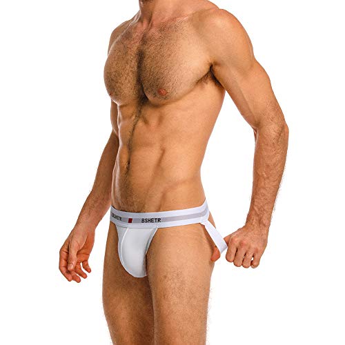 Bshetr Men's Jockstraps Athletic Supporters 4-Pack Cotton Work Out Underwear (Multicolored(4-Pack), Size L:32"-34",81Cm-86Cm) #TOP3