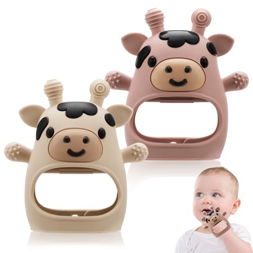 Image of 2 Pack Baby Teething Toys 0-6 6-12 Months, Adjustable Anti Dropping Wrist Teething Mittens, Food Grade Silicone Baby Chew Toys for Sucking Needs Teether for Newborns Infants Teething Relief