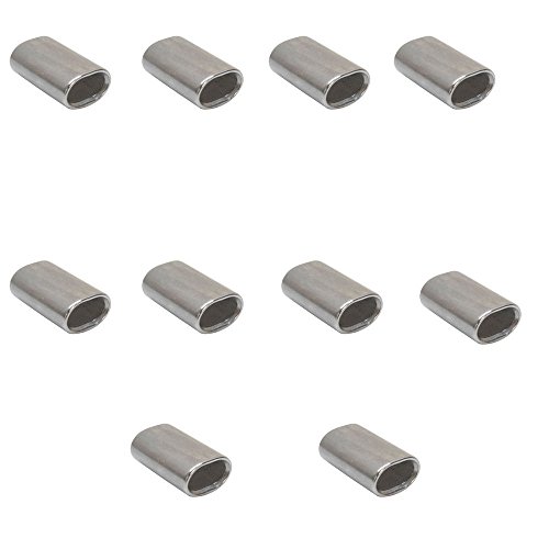10 Pc Chamfer 1/4'' Marine Stainless Steel Wire Rope Oval Sleeve Sleeves Crimping SS316