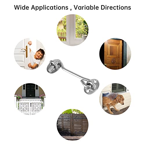 2 Stück Riegel Tür, Riegel Türschloss, Riegel Tür Edelstahl, Türhaken Tür Riegel Fenster Fang Kabine Tür Sperren Fensterhaken für Tor, Garage, Zaun, Fenster oder Schuppen (10 cm/4 Zoll)