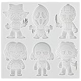 Horror Characters Silicone Molds Scary Movie Characters Fondant Mold Halloween Friends Mold For Sugar Cake Decorating Cupcake Topper Candy Chocolate Gum Paste Polymer Clay