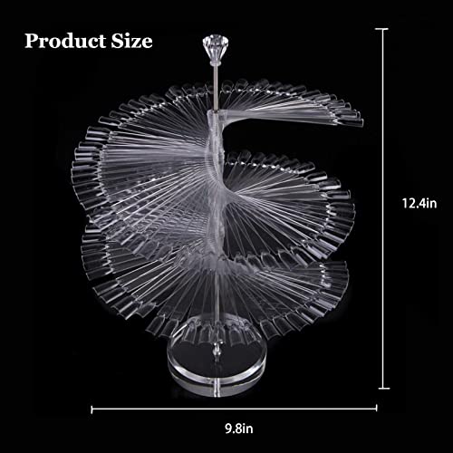 Aremod 120Pcs Nail Art Color Chart Display Stand Clear False Nail Practice Tips Sticks Spiral Display Shelf Nail Practice Tool For Salon Polish Gel Show(Clear) #TOP1