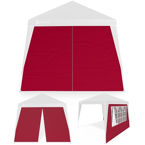 CASARIA® 2X Parois latérales tonnelle de Jardin 3x3m imperméable fenêtre Fermeture éclair Panneau latéral Mur côté pavillon Pop-Up Rouge