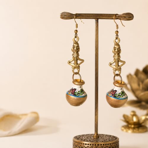 Image of Handcrafted Boho & Tribal Earrings for Women - Wooden, Brass & Terracotta Statement Designs in Drop, Hoop, Loop & Dangle Styles