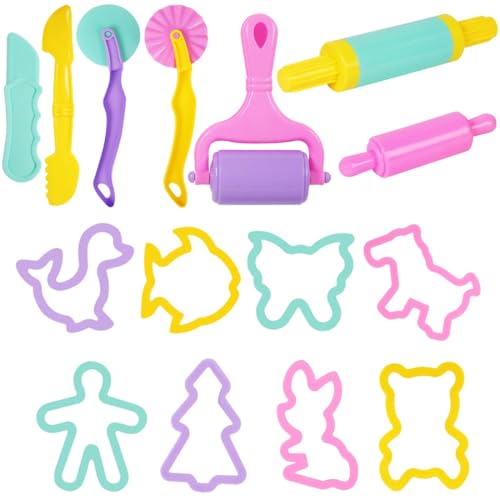 HAMKU 15 Piezas Set de Plastilina con de Herramientas y Formas de Corte, Juguete para Niños, Descubre Horas Creativas con Accesorios de Pasta Modelable Niños