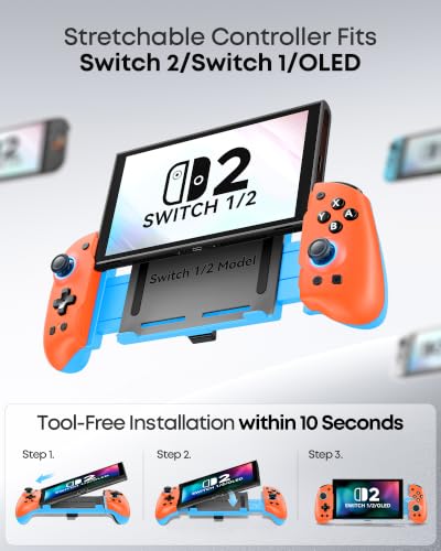Image of OIVO VGA DESIGN Switch Controller Handheld for 1 /2 /OLED, Ergonomic Grip Stretch Joypad for SW Console, Wireless Controller with TMR Joysticks, RGB Lighting, Turbo, 4 Macros & Card Slot