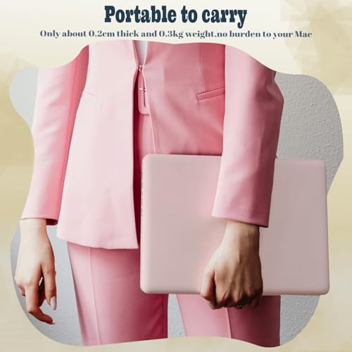 Funda para MacBook Pro 14 pulgadas (2021-2025) con carcasa rígida y protector de teclado rosa crema 5