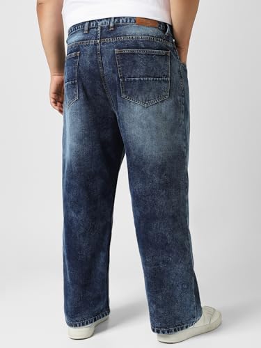 Image of Urbano Plus Men's Loose Baggy Fit Washed Jeans Non-Stretchable