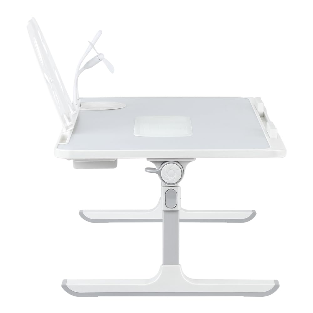 Huole - Mesa de cama, con 5 ángulos ajustables, para sofá, estudio, lectura y escritura, para ordenadores portátiles de hasta 17 pulgadas, Lapdesk plegable, -60 x 40 x 26 – 39 cm, color gris