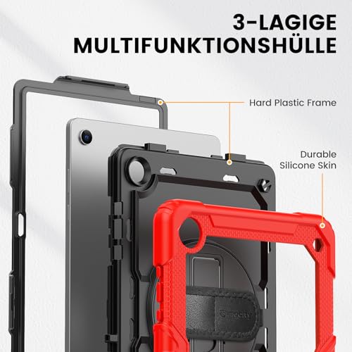 Étui Samsung Galaxy Tab A11+ rouge anti-chute avec protège-écran - 4