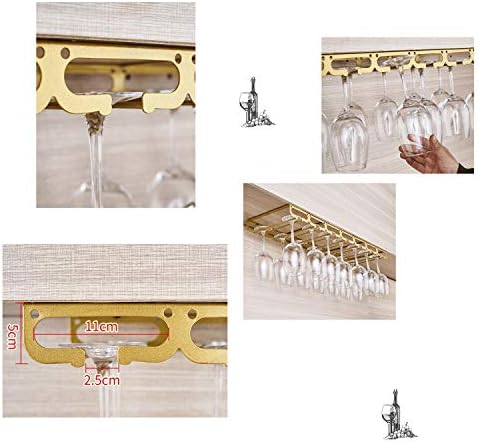 5 Slots Iron Art Wine Glass Rack Suspension Wine Bottle Rack Wine Holder 60×23×5cm (Color : Gold) (Black) image 4