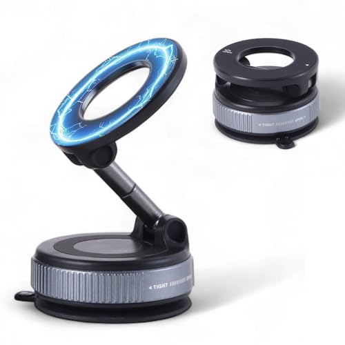 Image of Bigsmall Pro Magnetic Car Phone Holder | 360 Rotation | Adjustable Arm | Strong Suction Mount for Dashboard | Android, iPhone and Laptop Compatible | Universal Mobile Holder (Black, Single)