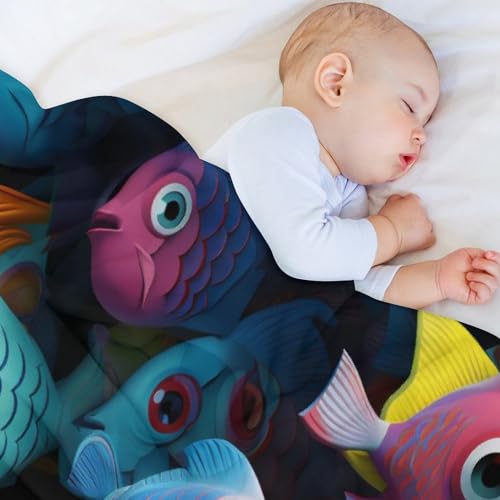 Couverture de lit flannel douce jeté de canapé chaud couverture plaid poisson - 5
