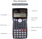 FX-991MS Scientific Calculator with 401 Functions,Engineering Scientific Calculator with 10+2 Screen Displays,for Studying Business Office Home,Navy Blue