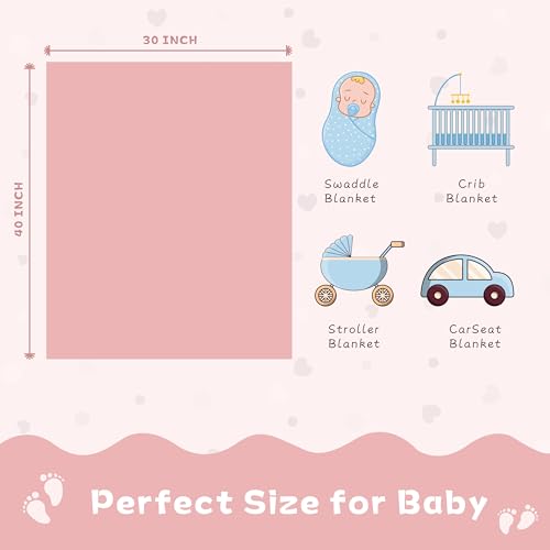 Image of Yurhap Heart Baby Blanket, Love Plush Fleece Baby Blankets for Girls Boys | Soft Sherpa Baby Girl Blanket for Infant Toddler Newborn Gifts, Fluffy Baby Essentials, For Crib Stroller, 30 inchx40 inch, Dark Pink