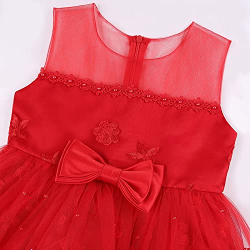 Toddler Kids Girls Elegant Birthday Princess Dress Sleeveless Mesh Wedding Dress Bowknot Embroidery Dresses for4