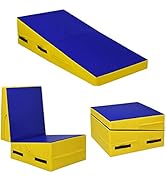 GYMAX Gymnastics Mat, Folding Incline Wedge Tumbling Mat, Cheese Mat for Gymnastics, Fitness, Pra...