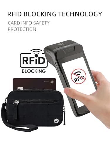 WESTBRONCO Wristlet Wallets for Women Nylon Quilted RFID Wallet with 3 Zipper Purse for Travel4