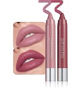 2Pcs Mauve &amp; Wine Plum Hydrating Cream Lipsticks Lip Crayon for Women, Moisturing Lipstick Longwe...