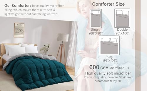 Image of PURE ECO 600 GSM Down Alternative Comforter for King Size (90 inchX106 inch) - 600 GSM Heavy Winter Comforter /Rajai /Duvet /Blanket Microfiber Super Soft Fluffy for Winter King Size - Chocolate Brown Color