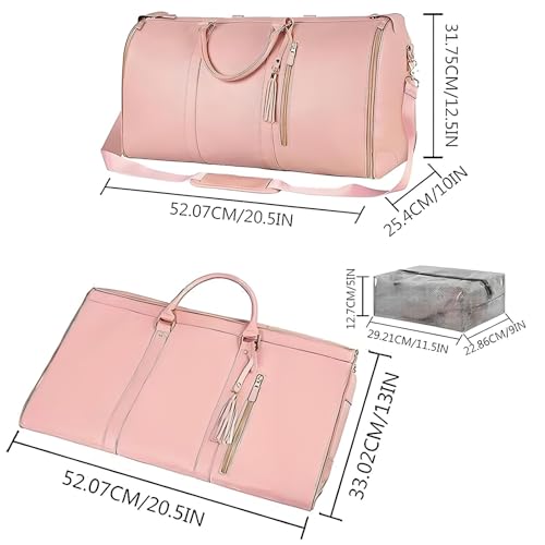 Trendfetchus Foldable Travel Bag, Couvelli Travel Bag, Convertible Garment Duffel Bag, Large Capacity Foldable Garment with Detachable Shoulder Strap(Brown)3