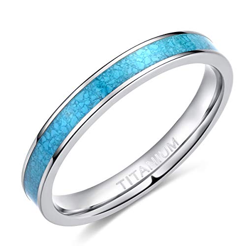 TIGRADE 3MM Titanium Ring Blue Turquoise Engagement Wedding Band for Woman Size 4-11 (3MM, 5.5) TIGRADE 3MM Titanium Ring Blue Turquoise Engagement Wedding Band for Woman Size 4-11 (3MM, 5.5)