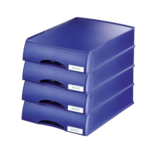 Leitz 52100035 - Cassetto, Formato A4, Confezione Da 4, Colore: Blu