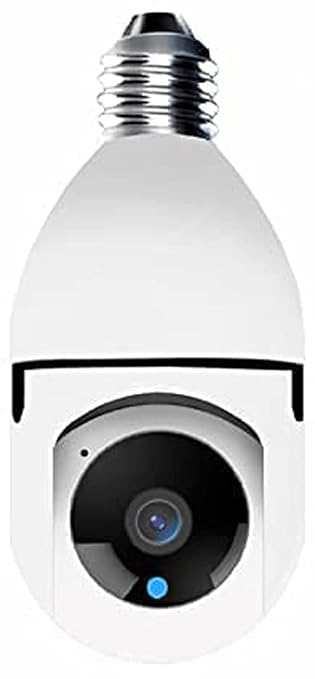 PKST WI-FI Full HD 1080P Wireless 360 degree CCTV Smart Security Camera with Microphone Watch Live Streaming Night Vision Function Motion Sensor Alarm Detector 2 Way Audio &Video Communication Used for Home Office Security Baby Monitor, Small Camera Cloud Based Storage (Night vision bulb camera)