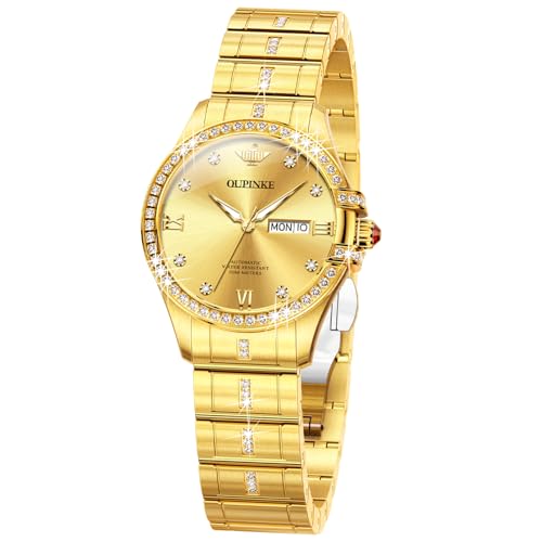 OUPINKE Automatic Watches for Women Diamond Luxury Dress Self Winding Stainless Steel Sapphire Crystal Ceramic Ladies Watches Set