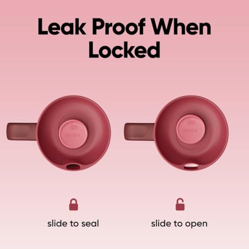 Image of Owala SmoothSip Slider Stainless Steel Insulated Travel Mug with handle, 100% Leak Proof, For Hot and Cold Drinks, Travel Friendly with Sliding Lock Lid, 24 oz, BPA Free, Leak Proof, Black Cherry