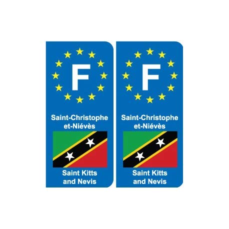 F Europe Saint-Christophe-et-Niévès Saint Kitts and Nevis autocollant plaque - Angles : droits