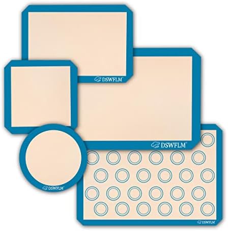 Silicone Baking Mat,Silicone Mats for Baking,100% Non-Stick Reusable Food Safe Liners-Silicone Baking Sheet Great for Macaron, Cookies, Bread and Pastry（5 PACK BLUE）