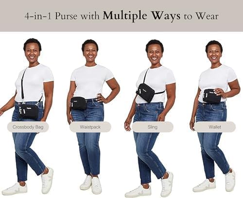 Image of Baggallini Triple Zip Small Crossbody Bag for Women - Lightweight Convertible Fanny Pack Belt Bag