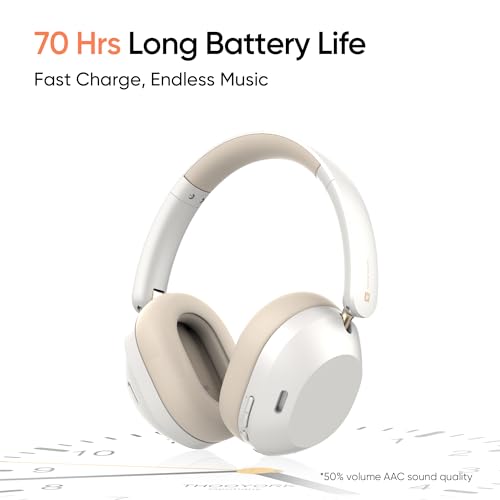 Image of realme TechLife Studio H1 Over The Ear Over Ear Wireless Headphone with 70Hours Playtime 360 Spatial Audio, 40mm Drivers, 80ms Superlow Latency, 43 dB Adaptive ANC-White