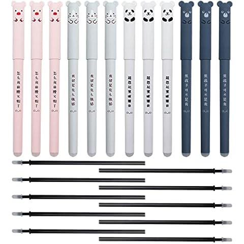 LanYing 12 Pcs Animal Pens Erasable 10 Black Erasable Refills Cute Friction Pens Cute Animal Gel Pen 0.35mm Cute Erasable Pens Black for Students Kids Adults School Stationery Office Gift Cover