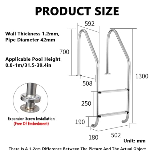 Escalera para piscina inoxidable de 2 peldaños miniatura 2