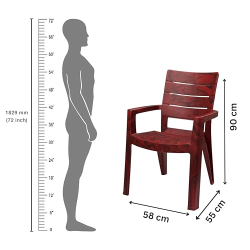 Image of Cello Jordan Polypropylene Plastic Arm Chair | Modern Multipurpose Seating for Home, Office, Garden & Balcony | Ergonomic Indoor & Outdoor Furniture (Color: Rosewood, Set of 4 piece)