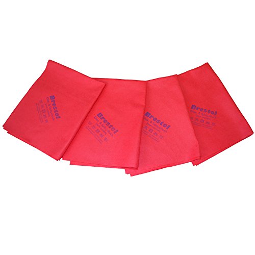 Glas- & Spiegeltuch non woven rot 4er Set 40 x 50 cm, 140 g/m², Glastuch Mikrofaser Brillentuch Tablet IPAD Fenstertuch streifenfrei fusselfrei Brillenputztuch