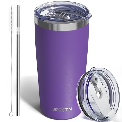 UIRZOTN 20oz Travel Coffee Tumbler with Dual Lids, Straw