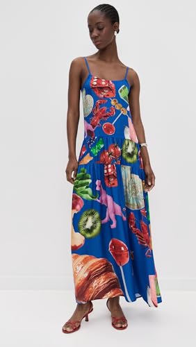 BruceGlen Women's Blue Print Tiered Maxi Dress2