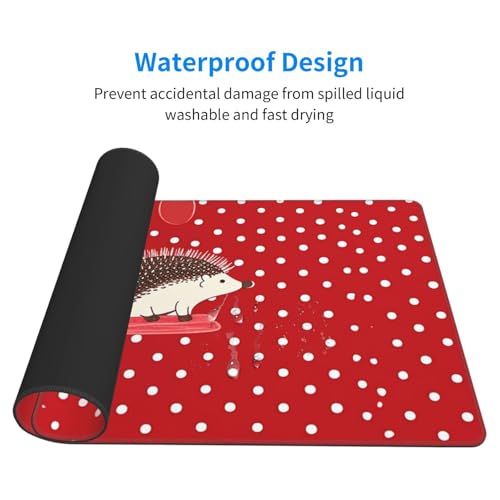 Tapis de bureau étendu hérisson à pois pour décorer votre espace de télétravail