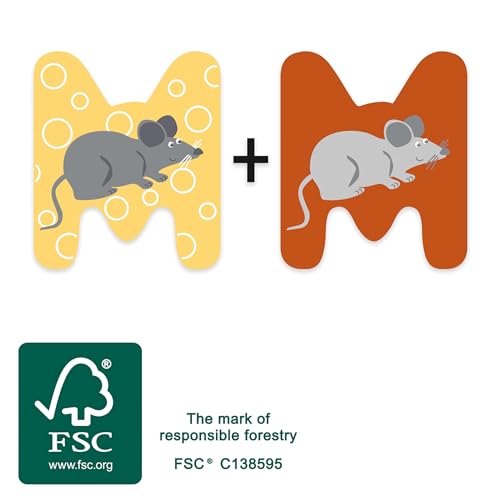 small foot Wooden Nursery Letters Set M, FSC® 100%-Certified Wood, combinable and Collectible Animal Letters, 12520 - Image 2