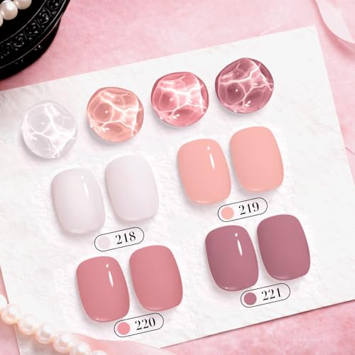 Image of AZUREBEAUTY Nude Pink Nail Polish Set (4 Colors + Top Coat), Soft Solid Shades for Natural Look, Glossy Finish, Fast Dry, No Lamp Needed