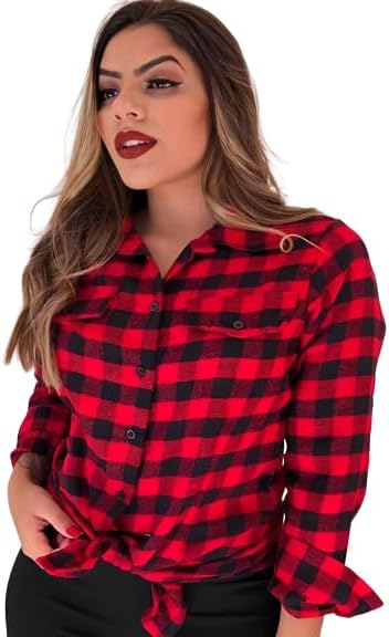 Blusa Camisa Feminina Xadrez Flanelado R054